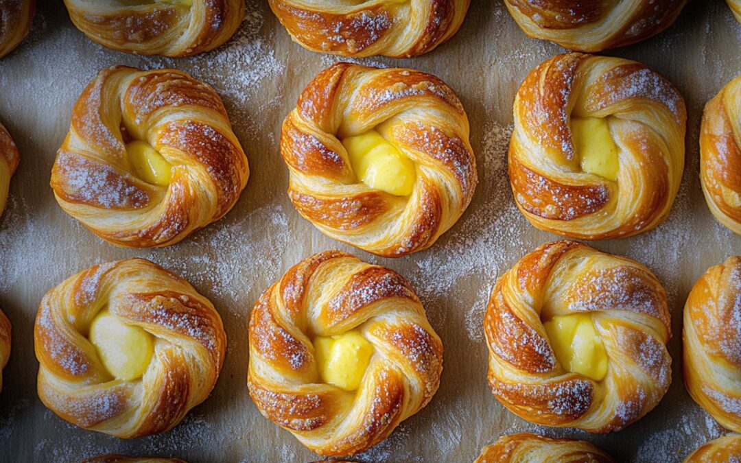 Vanillepudding-Brezeln mit Plunderteig – Rezept