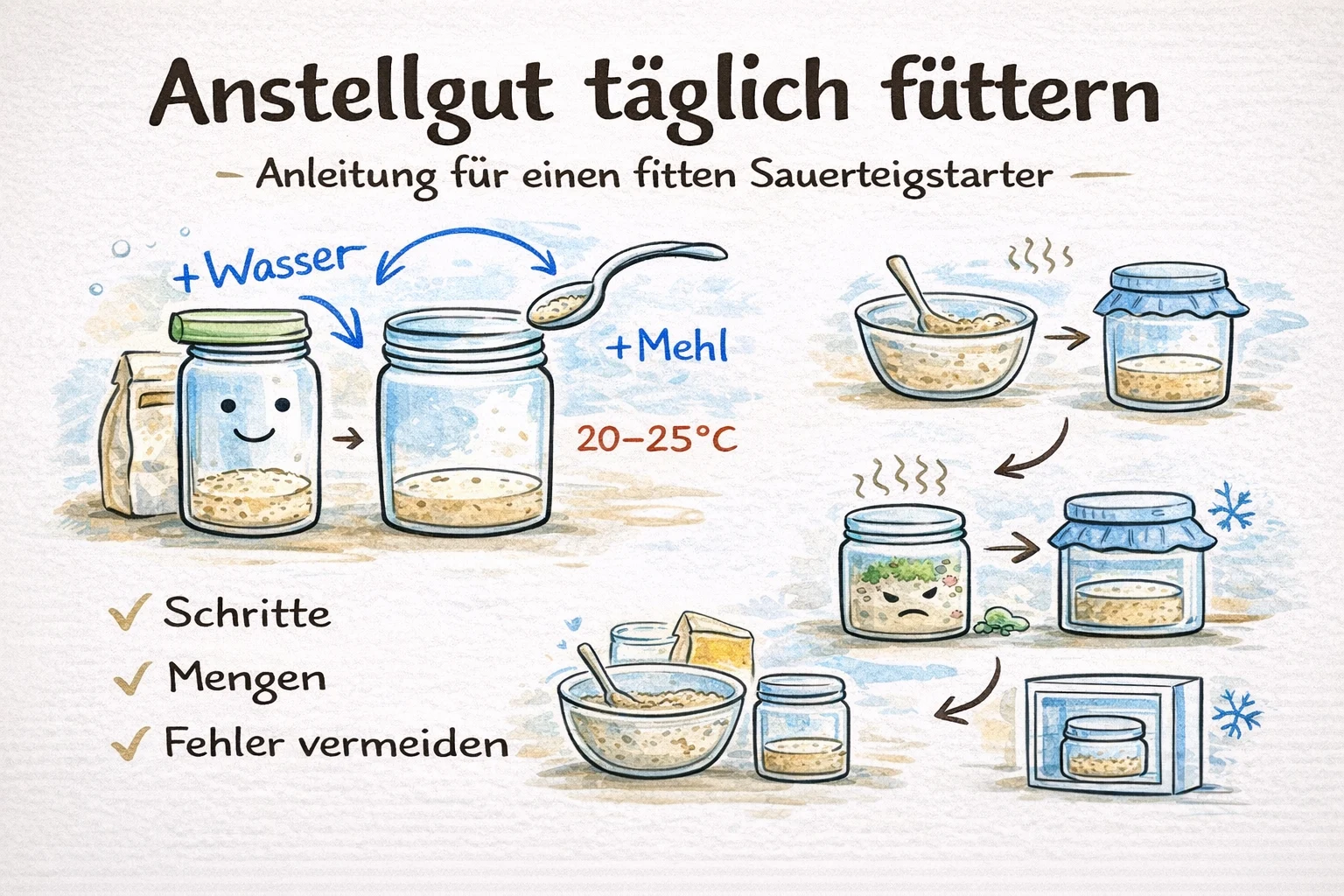 Anstellgut täglich füttern: Anleitung für Sauerteigstarter (Roggen)